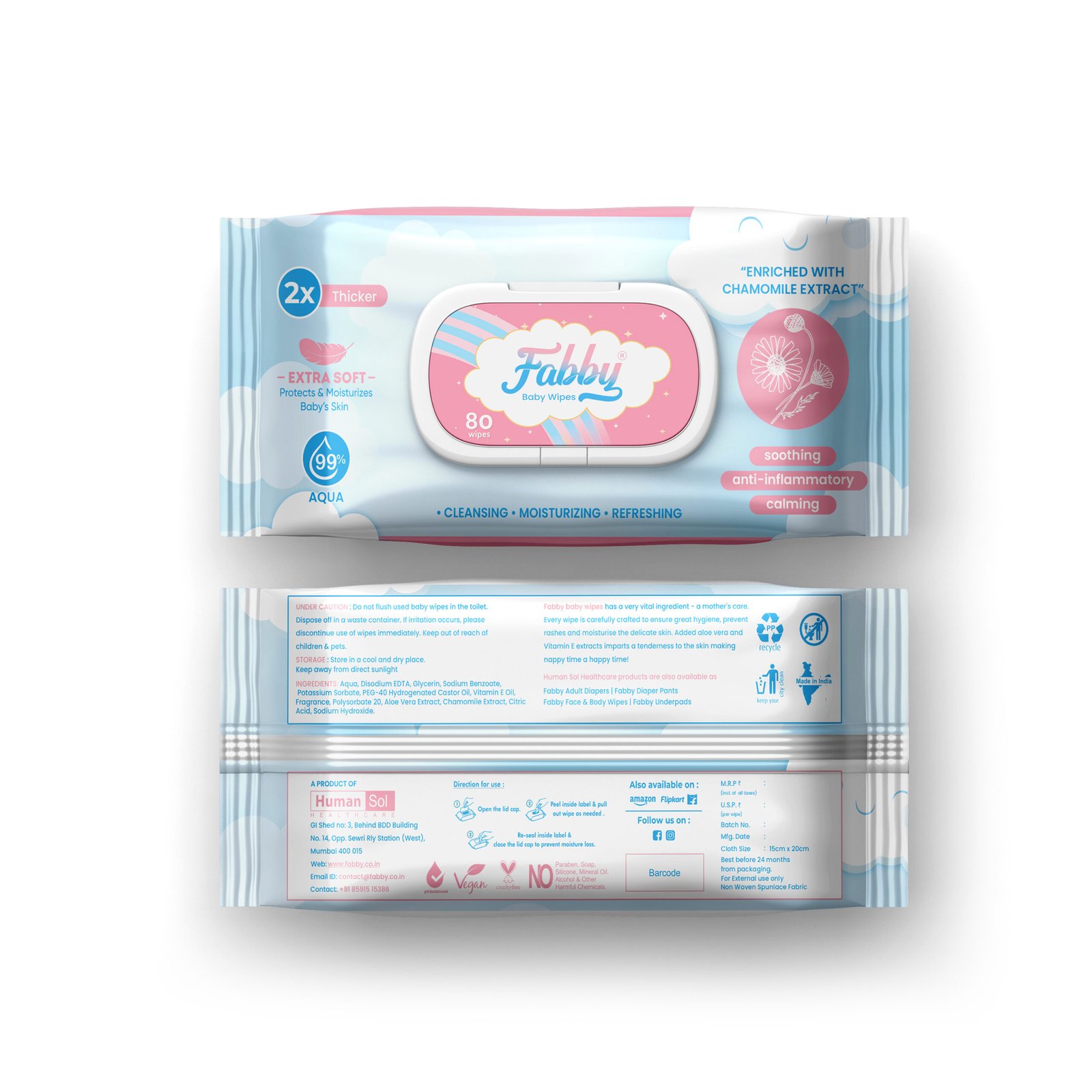 Fabby Premium Baby Wipes with Lid - Image 2