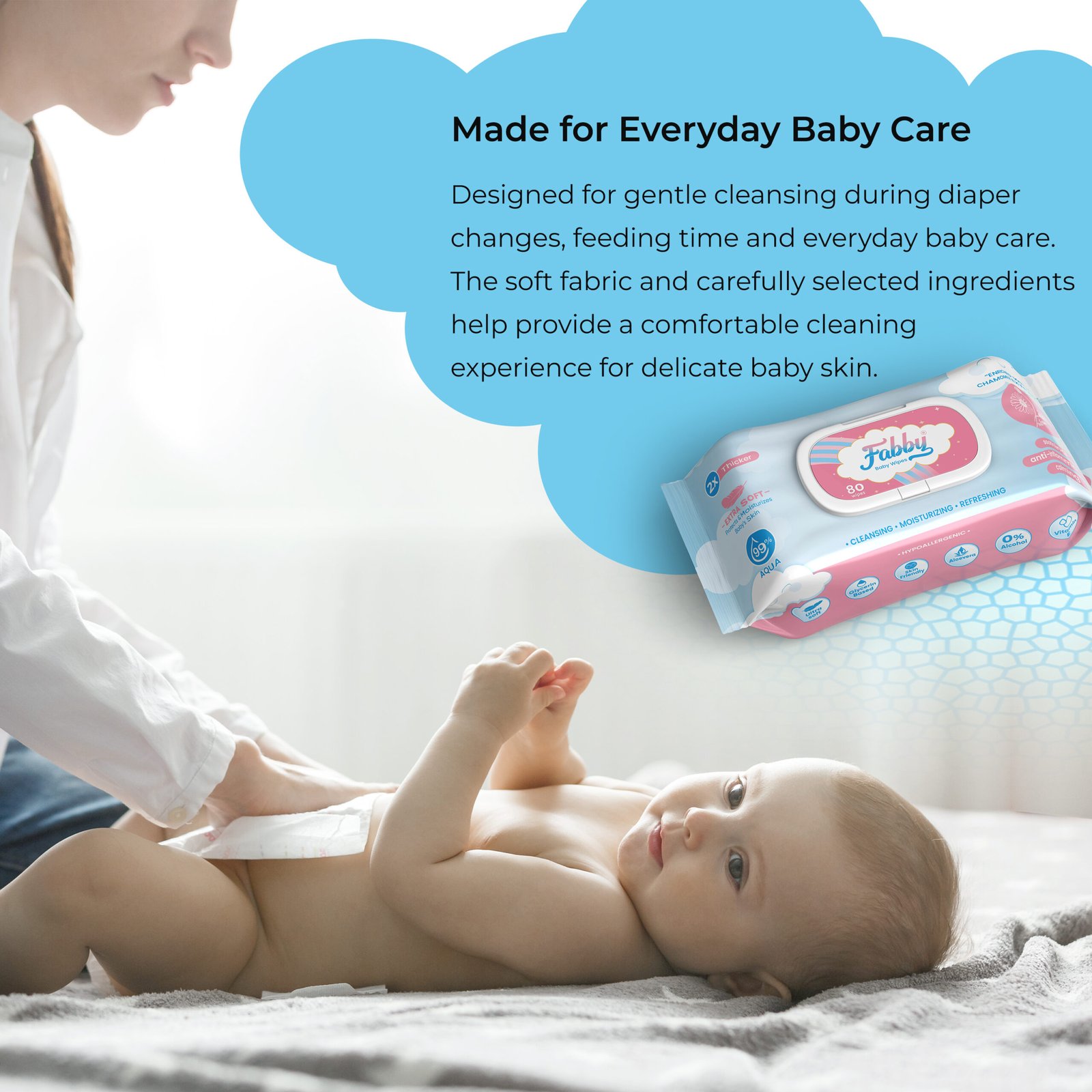 Fabby Premium Baby Wipes with Lid - Image 4